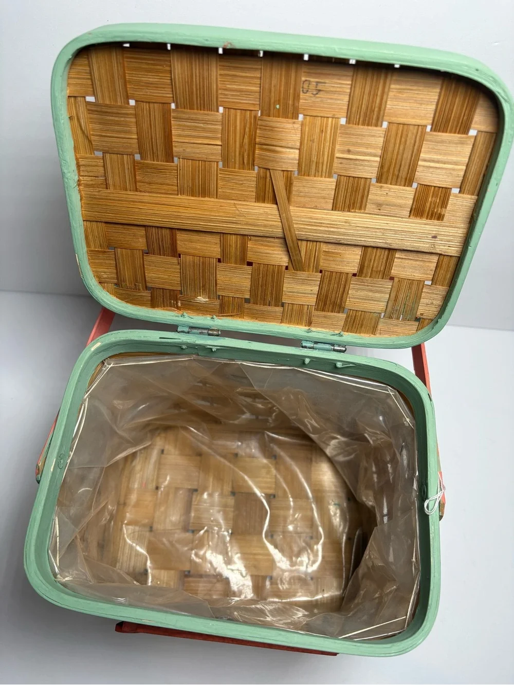 Vintage Pastries Shop Novelty Handmade Wood Woven Basket Purse / Planter Boho